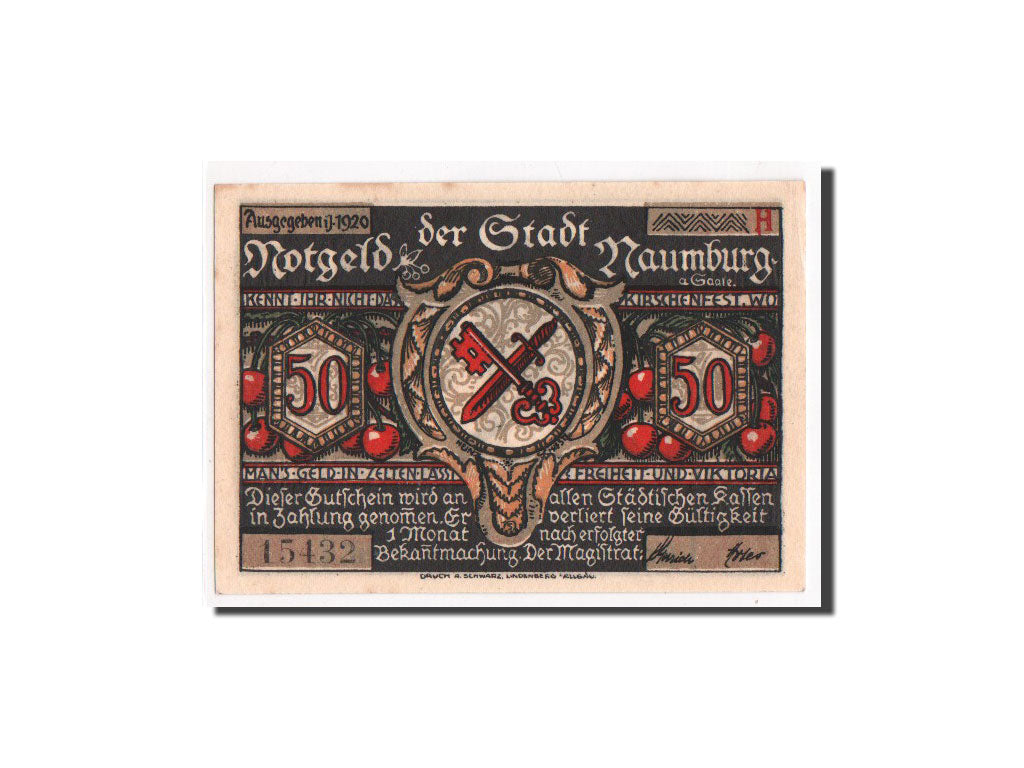 Geldschein, Deutschland, Naumburg a.S. Stadt, 50 Pfennig, 1920, UNZ, Mehl:928.2
