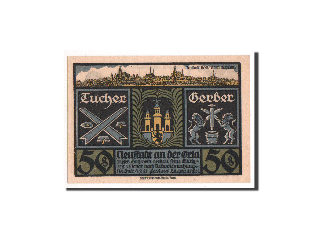 Banknote, Germany, Neustadt a.d Orla Stadt, 50 Pfennig, 1921, UNC(65-70)