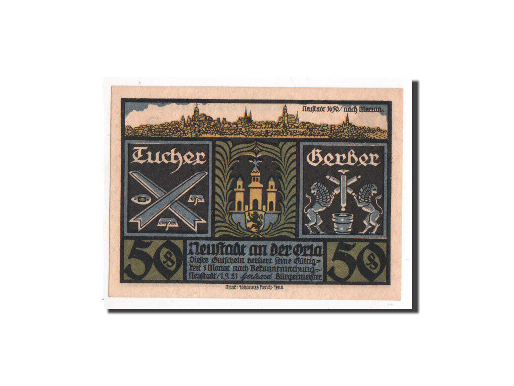 Banknote, Germany, Neustadt a.d Orla Stadt, 50 Pfennig, 1921, UNC(65-70)
