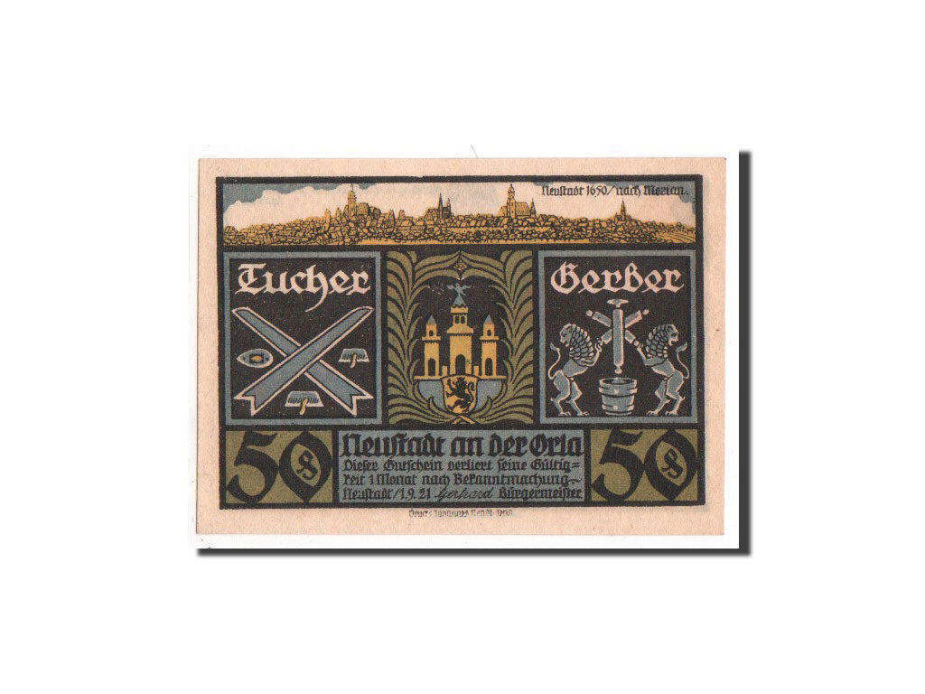 Banknote, Germany, Neustadt a.d Orla Stadt, 50 Pfennig, 1921, UNC(65-70)