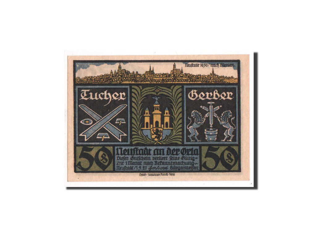Banknote, Germany, Neustadt a.d Orla Stadt, 50 Pfennig, 1921, UNC(65-70)