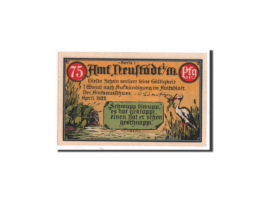Billet, Allemagne, Neustadt Stadt, 75 Pfennig, 1922, 1922-04-01, NEUF