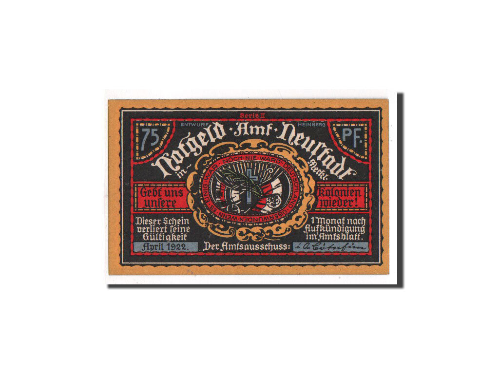 Banconote, Germania, Neustadt Stadt, 75 Pfennig, 1922, 1922-04-01, FDS