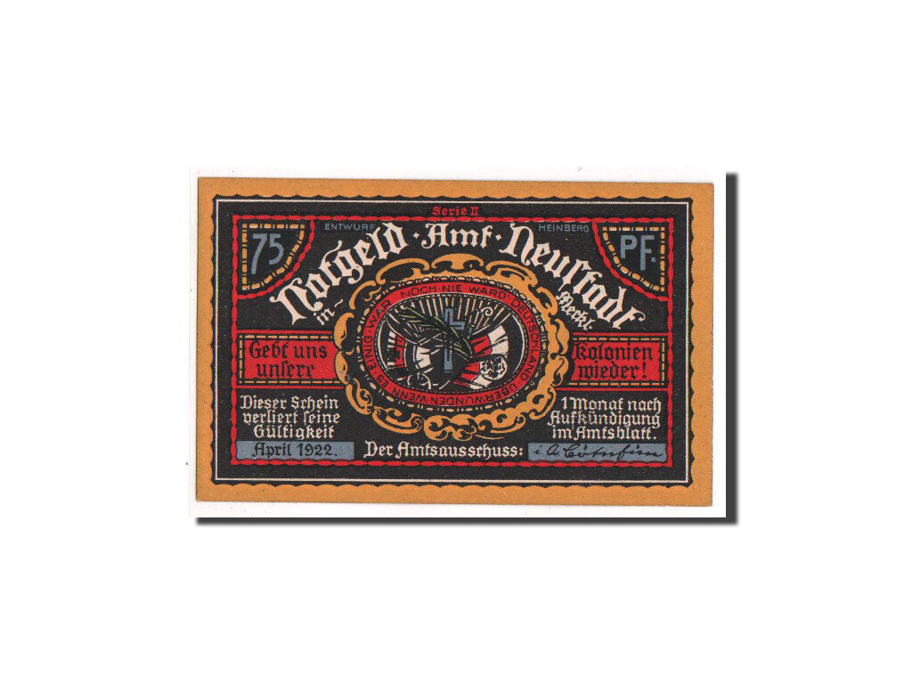 Banknote, Germany, Neustadt Stadt, 75 Pfennig, 1922, 1922-04-01, UNC(65-70)