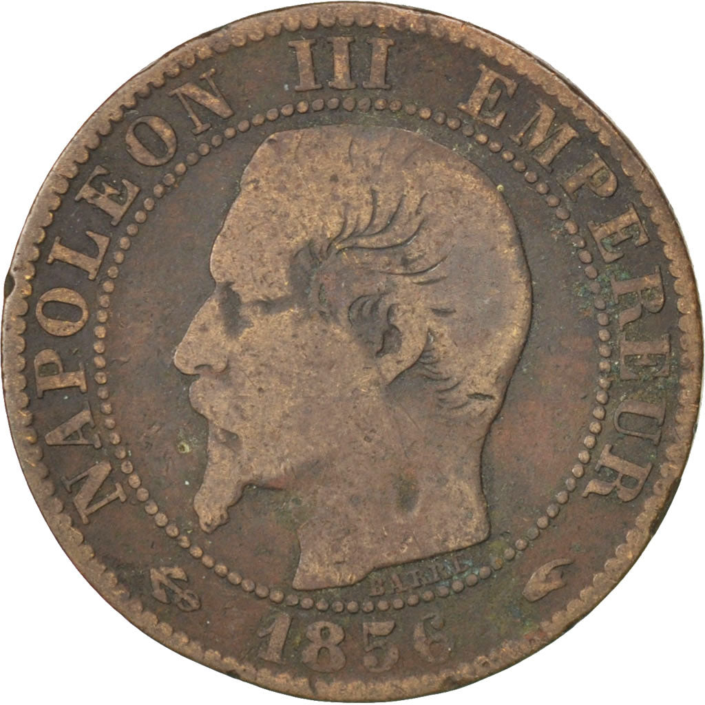 FRANCE, Napoléon III, 5 Centimes, 1856, Paris, KM #777.1, VG(8-10), Bronze, 25.1