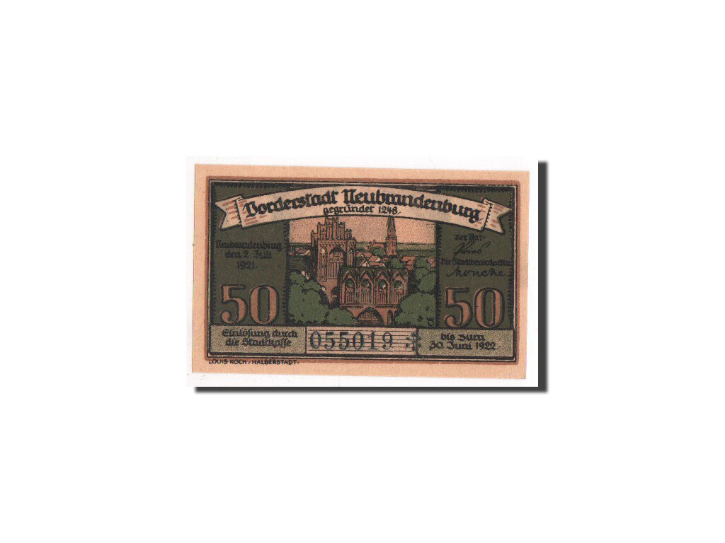 Banknote, Germany, Neubrandenburg Stadt, 50 Pfennig, 1921, UNC(65-70)