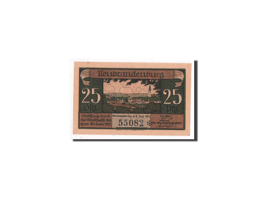 Banknote, Germany, Neubrandenburg Stadt, 25 Pfennig, 1921, UNC(65-70)