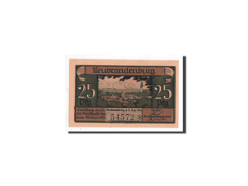 Banknote, Germany, Neubrandenburg Stadt, 25 Pfennig, 1921, UNC(65-70)