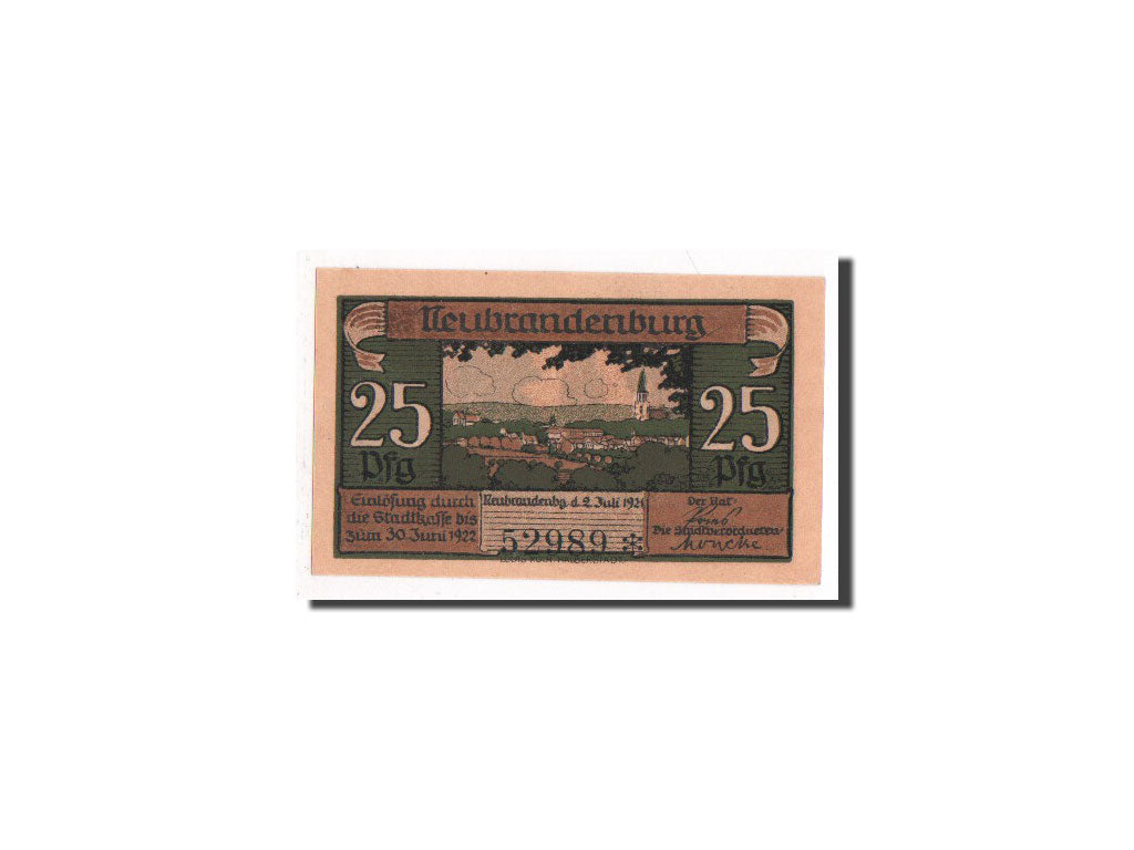 Banknote, Germany, Neubrandenburg Stadt, 25 Pfennig, 1921, UNC(65-70)