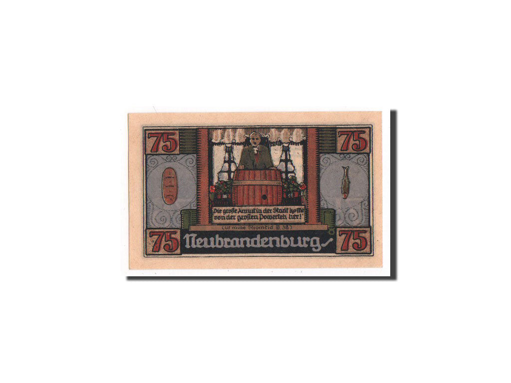 Banknote, Germany, Neubrandenburg Stadt, 75 Pfennig, 1921, UNC(65-70)