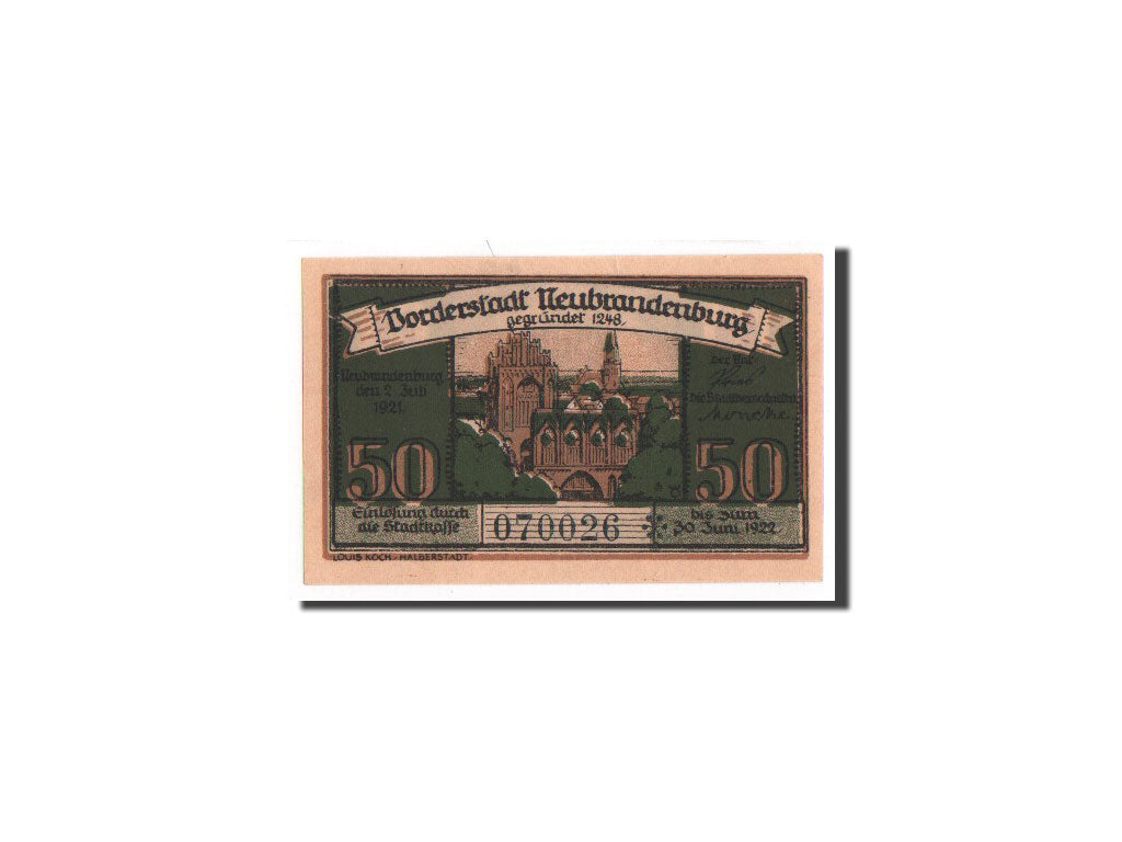Banknote, Germany, Neubrandenburg Stadt, 50 Pfennig, 1921, UNC(65-70)