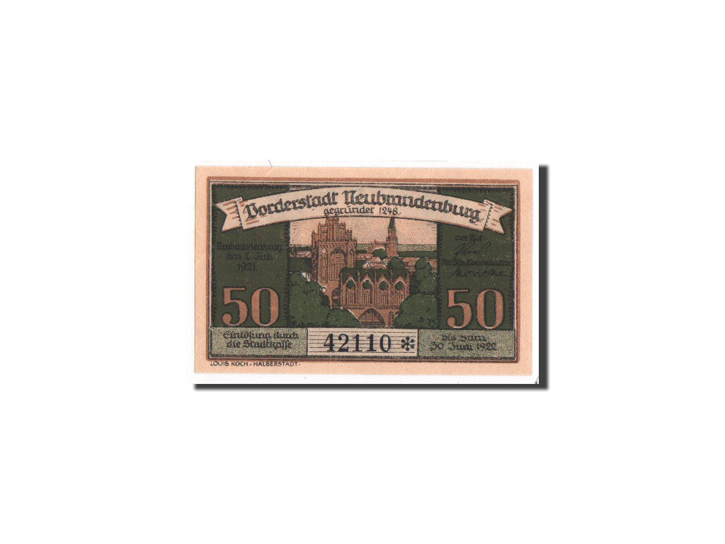 Banknote, Germany, Neubrandenburg Stadt, 50 Pfennig, 1921, UNC(65-70)