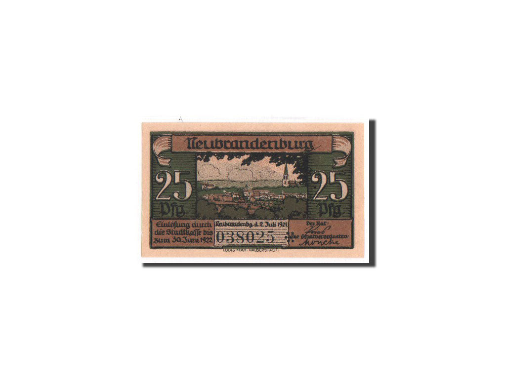 Banknote, Germany, Neubrandenburg Stadt, 25 Pfennig, 1921, UNC(65-70)