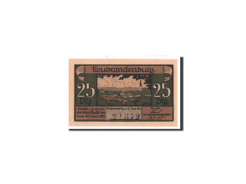 Banknote, Germany, Neubrandenburg Stadt, 25 Pfennig, 1921, UNC(65-70)