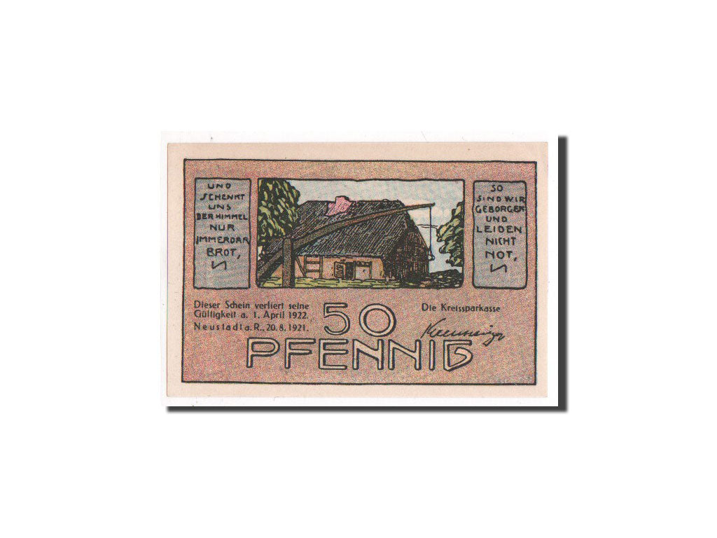 Billet, Allemagne, Neustadt Am Rubenberge Stadt, 50 Pfennig, 1921, NEUF