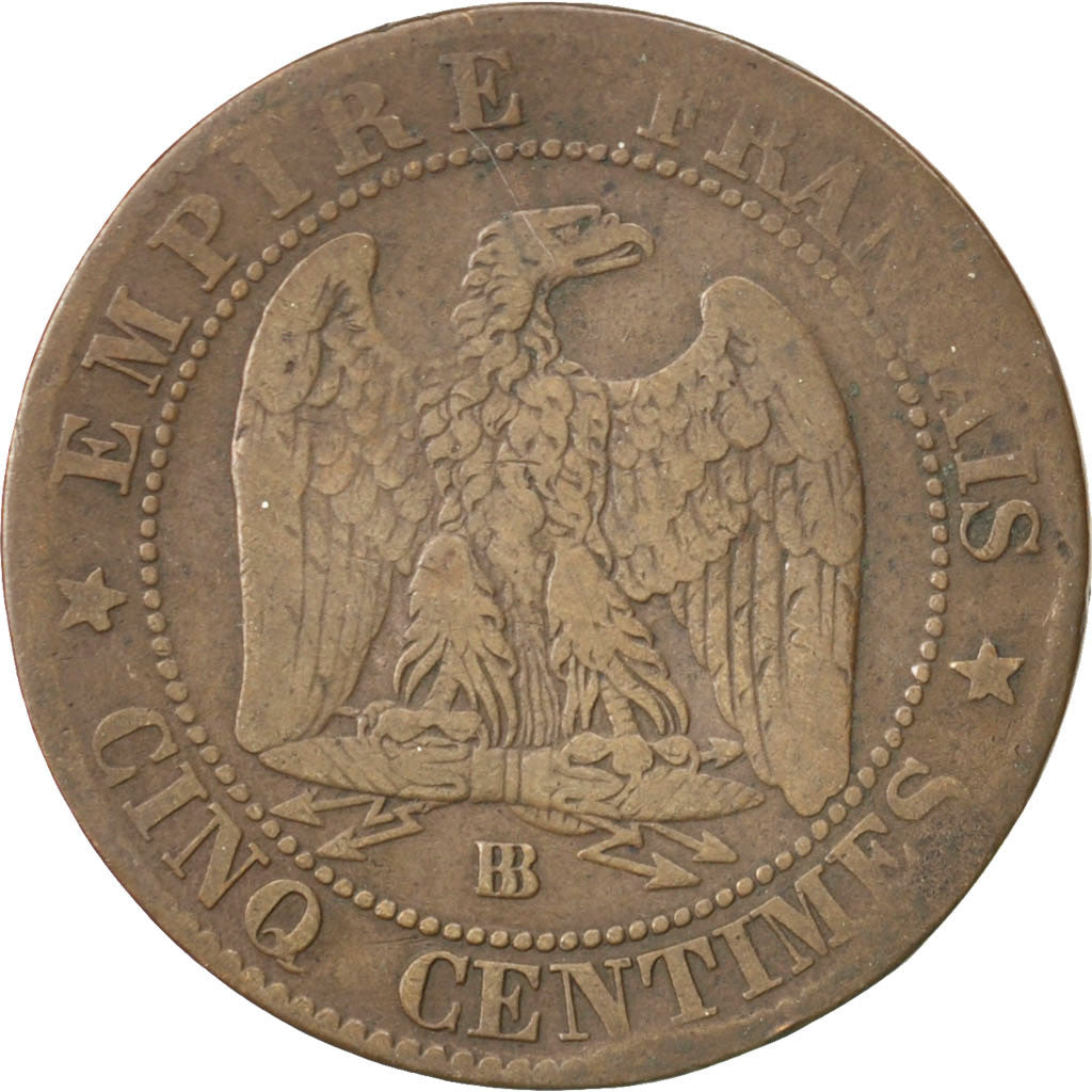 Monnaie, France, Napoleon III, Napoléon III, 5 Centimes, 1861, Strasbourg, B