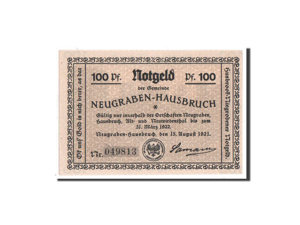 Banknote, Germany, Neugraben Hausbruch, 100 Pfennig, 1921, UNC(65-70)