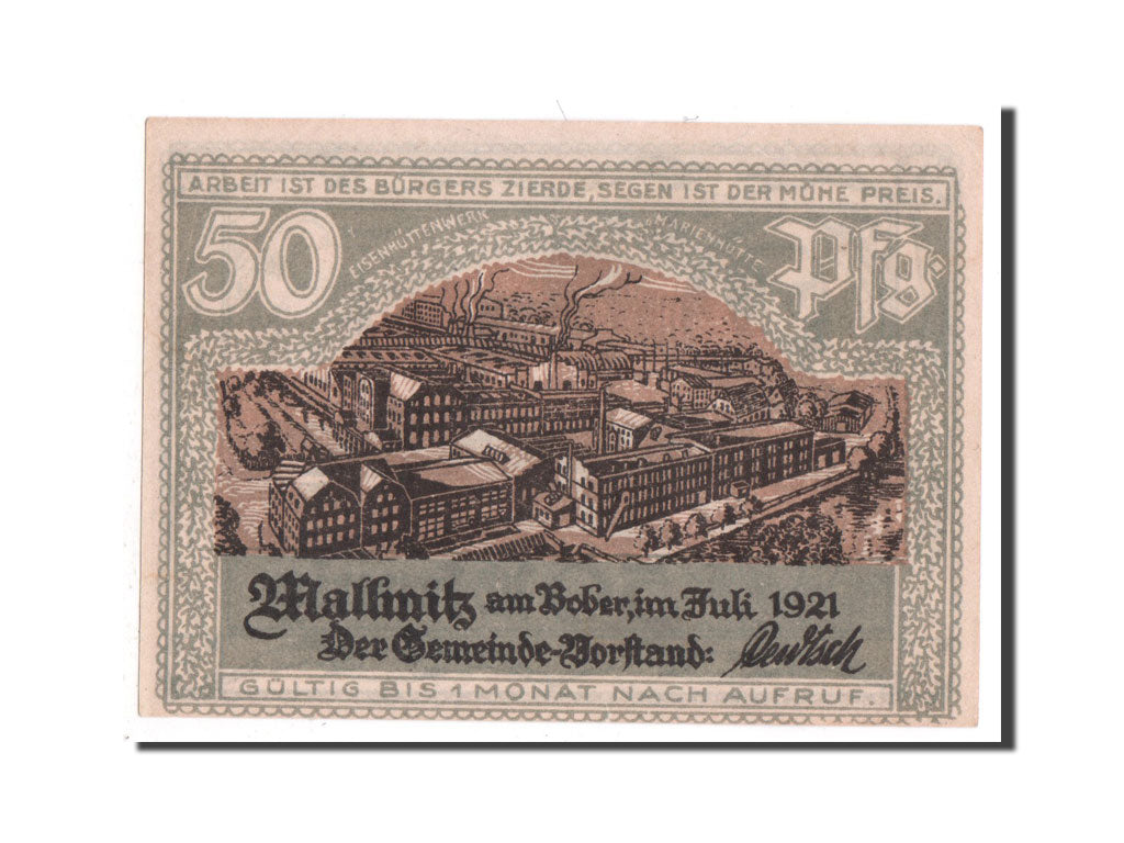 Banknote, Germany, Mallnitz, 50 Pfennig, 1921, 1921-07-01, UNC(65-70)