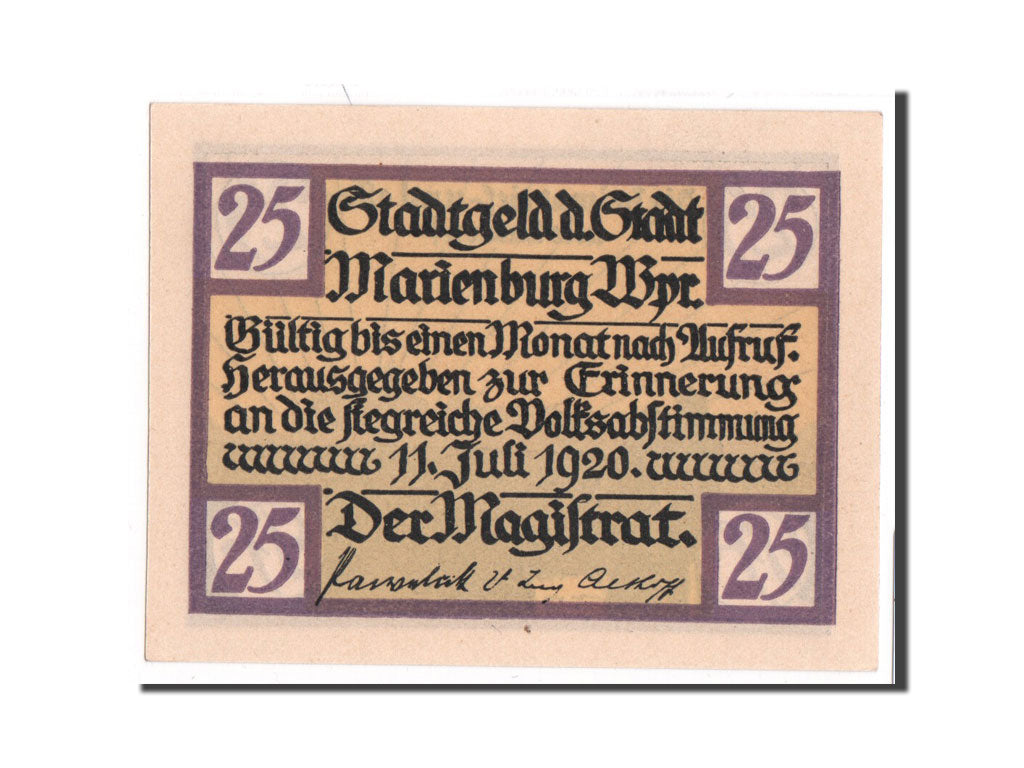 Banconote, Germania, 25 Pfennig, FDS