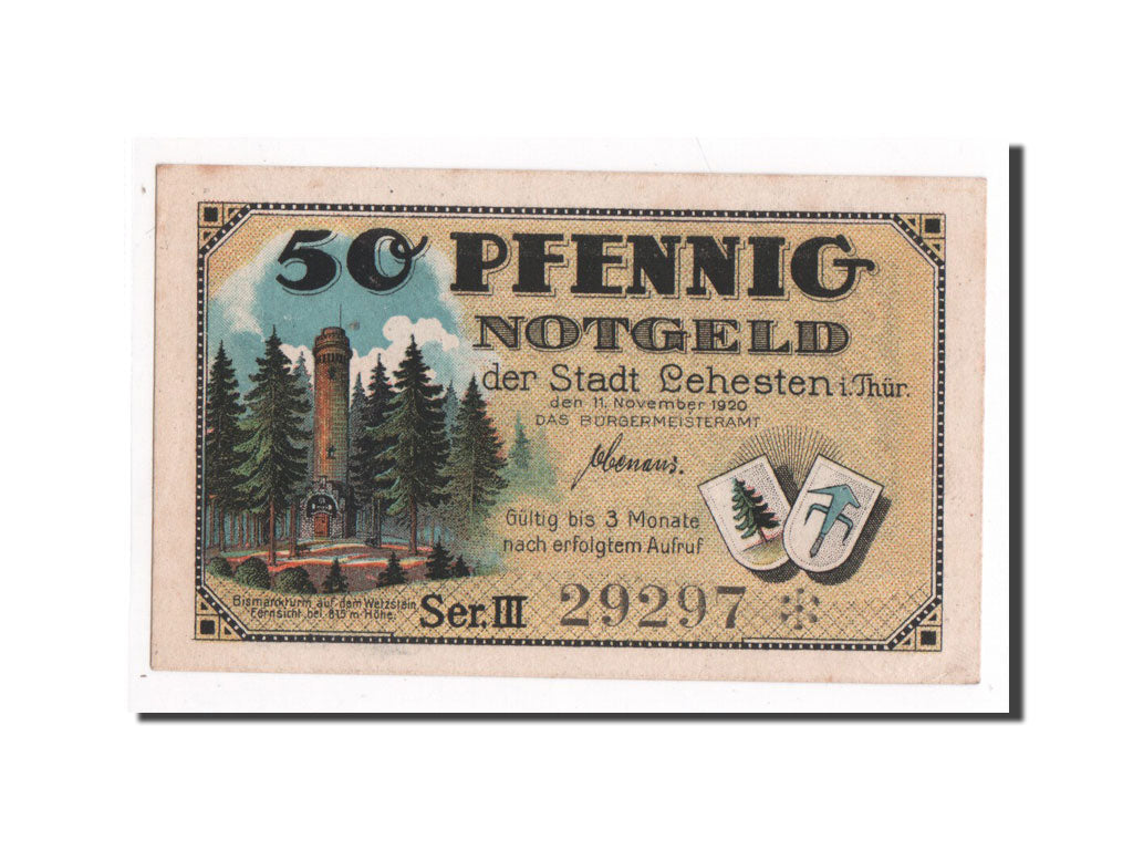 Geldschein, Deutschland, Lehesten Stadt, 50 Pfennig, 1921, 1921-06-01, UNZ