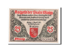Geldschein, Deutschland, Mainz Stadt, 25 Pfennig, 1921, UNZ, Mehl:860.2