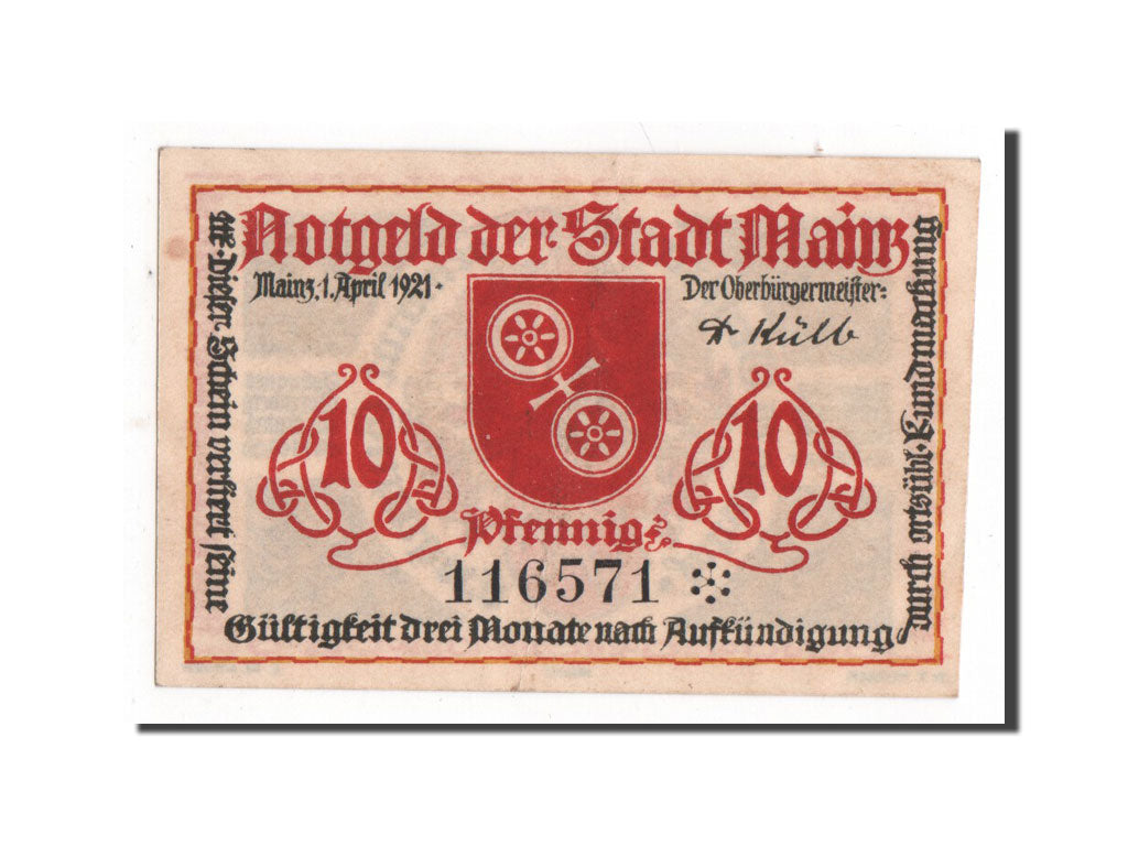 Banknote, Germany, Mainz Stadt, 10 Pfennig, 1921, UNC(65-70), Mehl:860.2