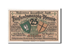Germany, Lyck Stadt, 25 Pfennig, 1920, UNC(65-70), 044659, Mehl #849.1a