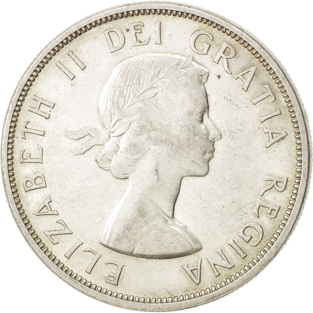 CANADA, Dollar, 1961, Royal Canadian Mint, KM #54, AU(55-58), Silver, 36, 23.33