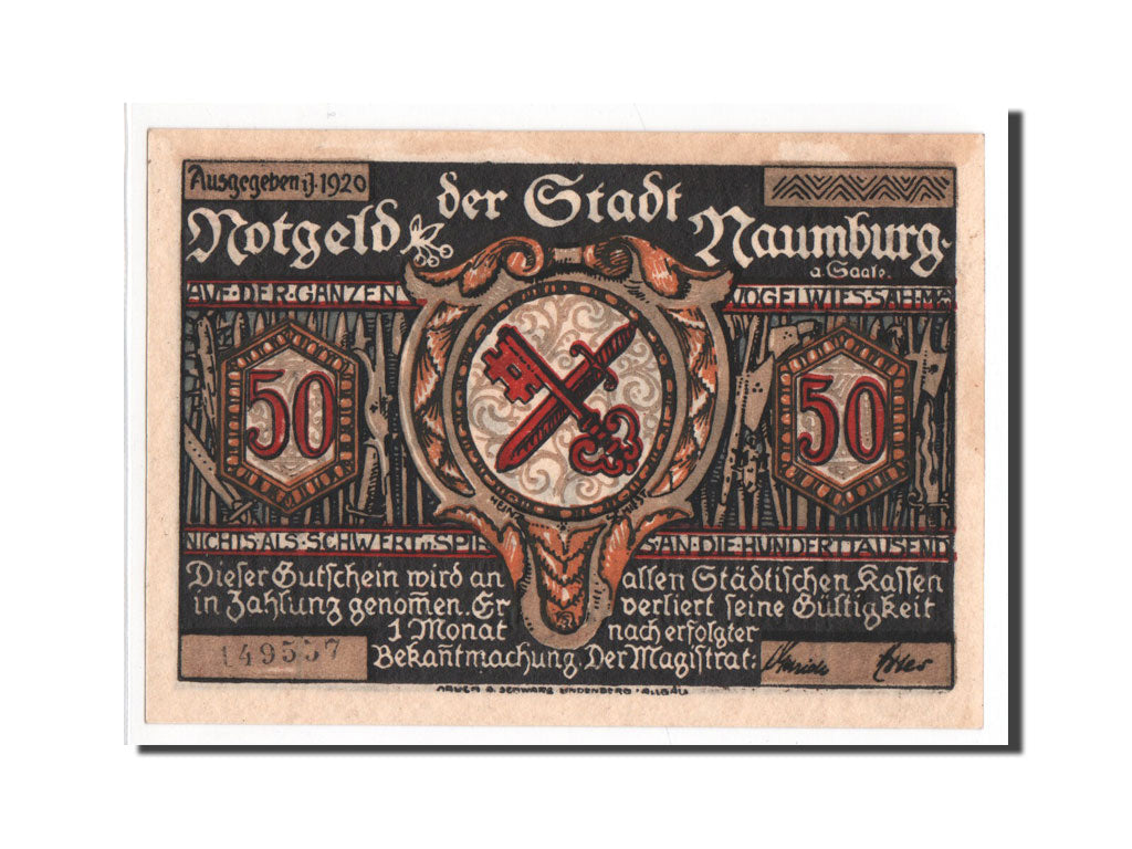 Banknote, Germany, Naumburg a.S. Stadt, 50 Pfennig, 1920, UNC(65-70)