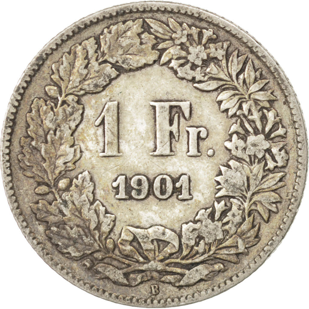 SWITZERLAND, Franc, 1901, Bern, KM #24, VF(30-35), Silver, 23.2, 4.87