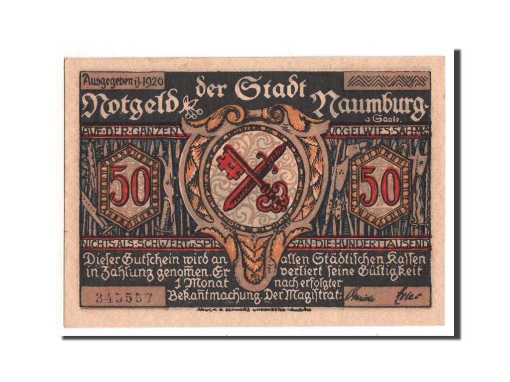 Banknote, Germany, Naumburg a.S. Stadt, 50 Pfennig, 1920, UNC(65-70)
