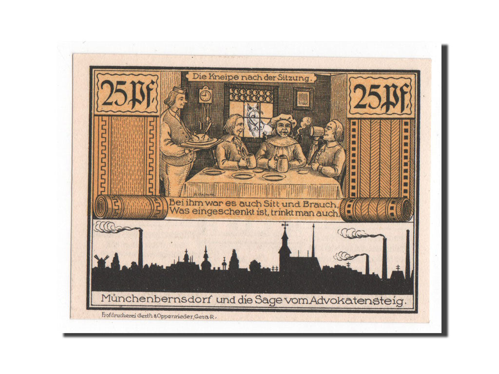 Banknote, Germany, Munchenbernsdorf, 25 Pfennig, 1921, UNC(65-70), Mehl:911.3