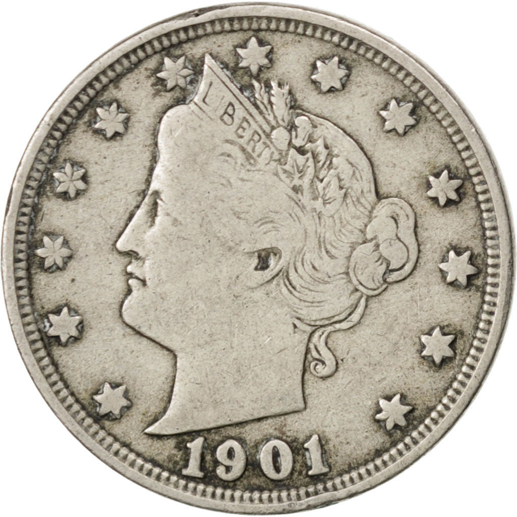UNITED STATES, Liberty Nickel, 5 Cents, 1901, U.S. Mint, KM #112, VF(30-35),...