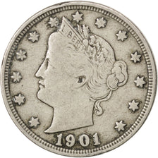 UNITED STATES, Liberty Nickel, 5 Cents, 1901, U.S. Mint, KM #112, VF(30-35),...