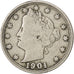 UNITED STATES, Liberty Nickel, 5 Cents, 1901, U.S. Mint, KM #112, VF(30-35),...