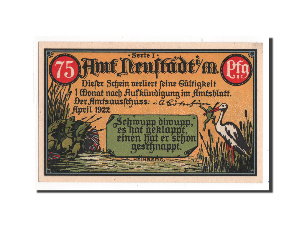 Banknote, Germany, Neustadt Stadt, 75 Pfennig, 1922, 1922-04-01, UNC(65-70)