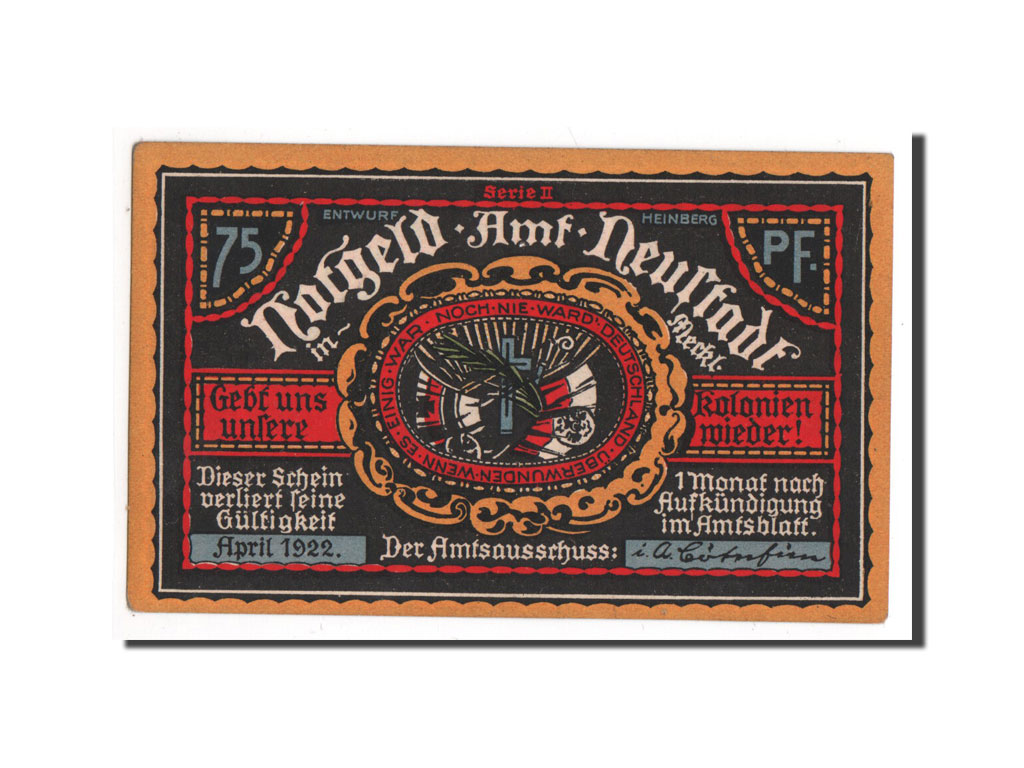 Banknote, Germany, Neustadt Stadt, 75 Pfennig, 1922, 1922-04-01, UNC(65-70)