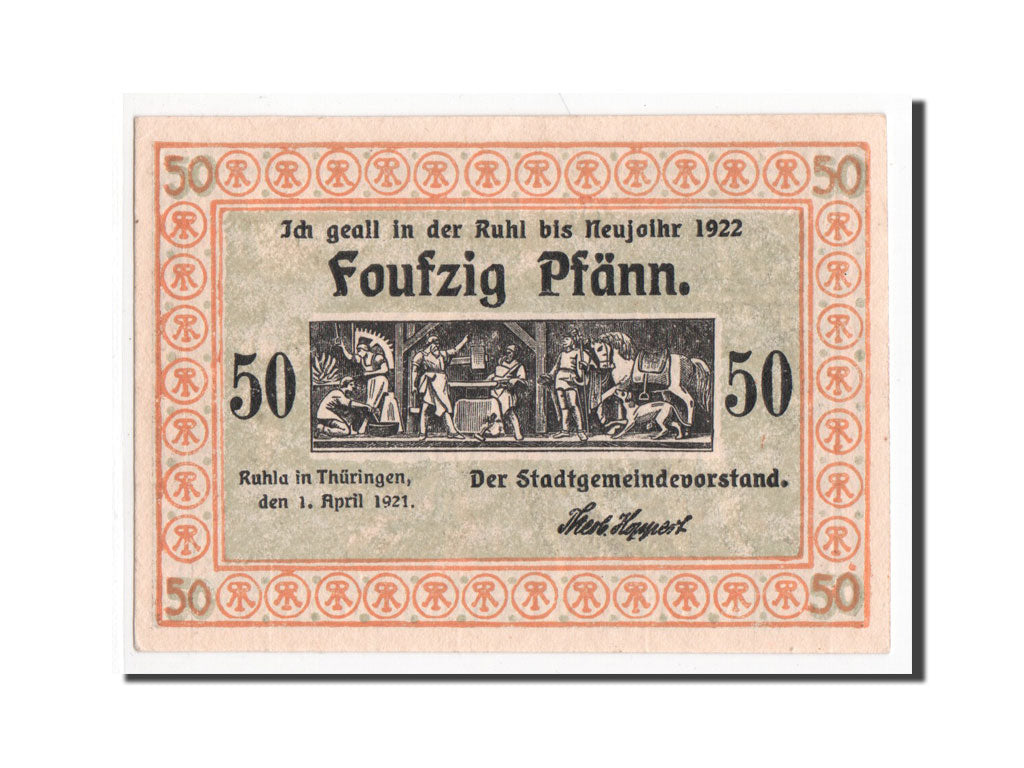 Banknote, Germany, Ruhla Stadte, 50 Pfennig, 1921, UNC(65-70), Mehl:1153.1