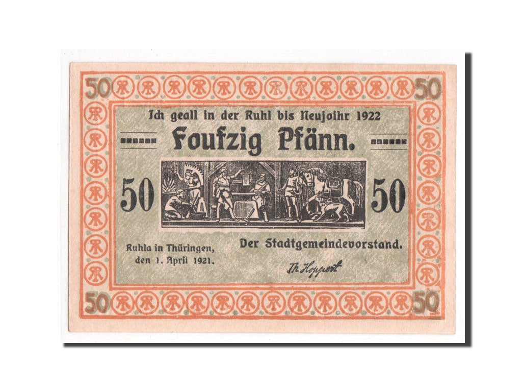 Banknote, Germany, Ruhla Stadte, 50 Pfennig, 1921, UNC(65-70), Mehl:1153.2
