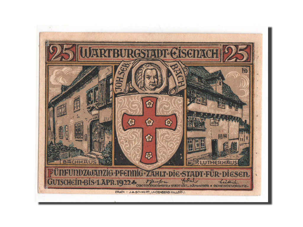 Banknote, Germany, Eisenach Stadt, 25 Pfennig, UNC(65-70), Mehl:320.4