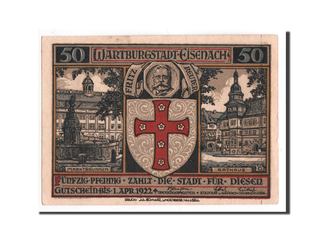 Banknote, Germany, Eisenach Stadt, 50 Pfennig, UNC(65-70), Mehl:320.4