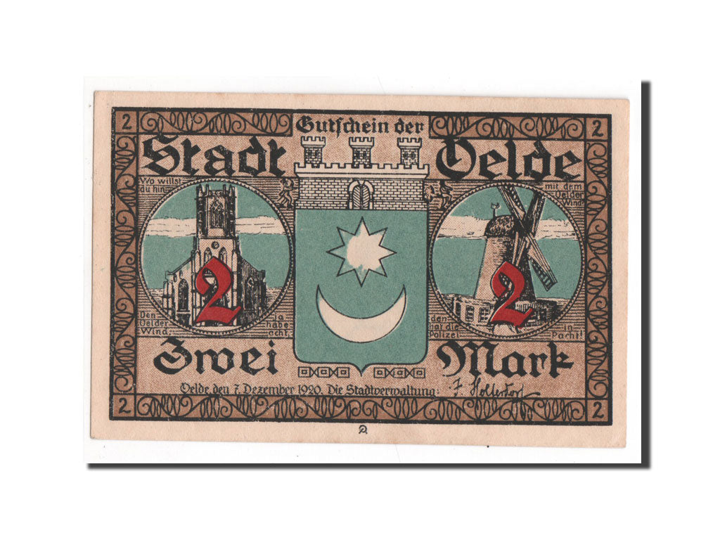Banknote, Germany, Oelde Stadt, 2 Mark, 1920, UNC(65-70), Mehl:1007.1