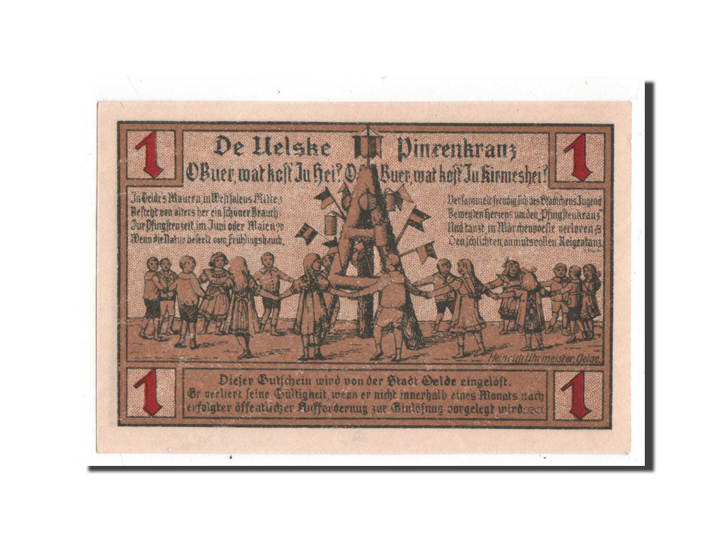Banknote, Germany, Oelde Stadt, 1 Mark, UNC(65-70), Mehl:1007.1