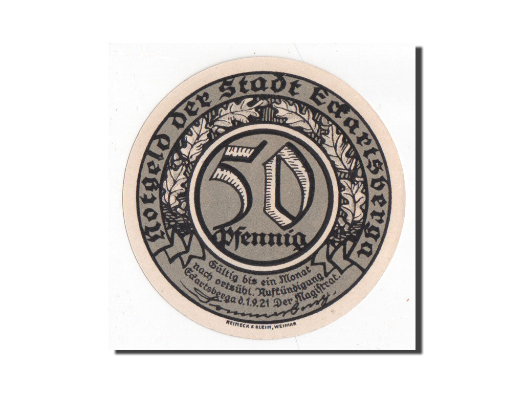 Banknote, Germany, Eckartsberga Thur. Stadt, 50 Pfennig, 1921, UNC(65-70)