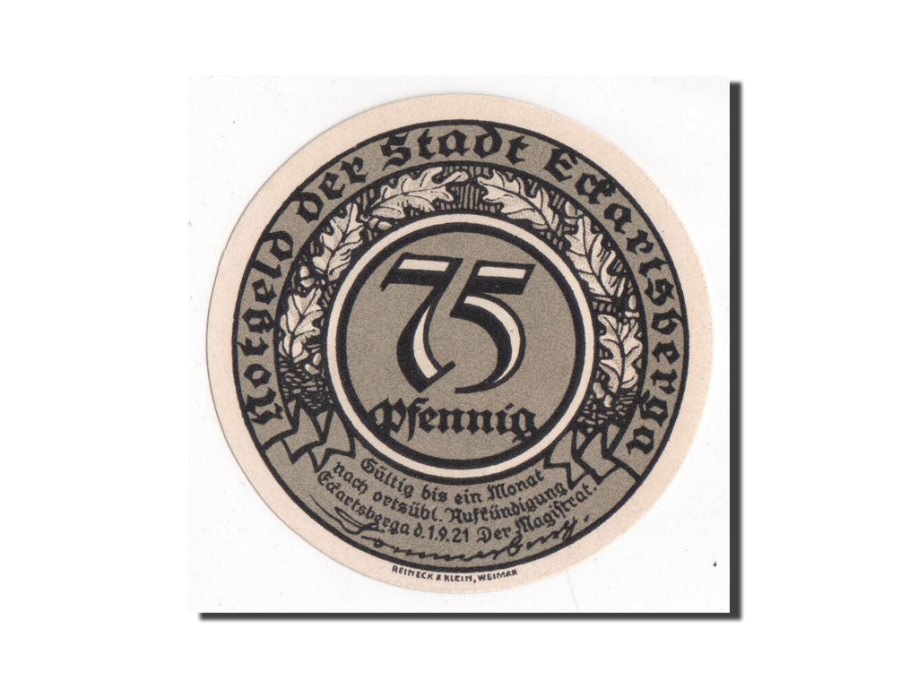Banknote, Germany, Eckartsberga Thur. Stadt, 75 Pfennig, 1921, UNC(65-70)