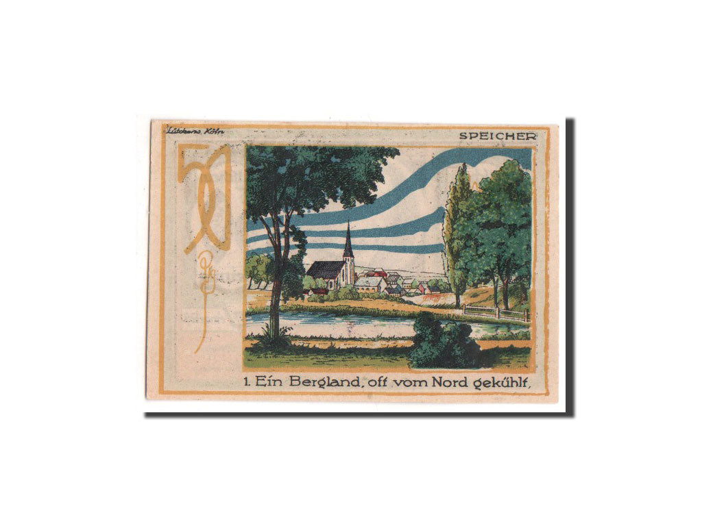 Banconote, Germania, Speicher Rheinland, 50 Pfennig, 1921, FDS, Mehl:1248.1
