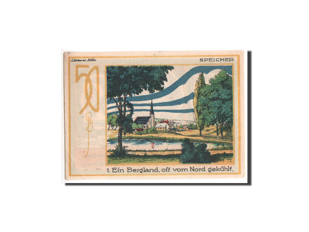 Geldschein, Deutschland, Speicher Rheinland, 50 Pfennig, 1921, UNZ, Mehl:1248.1