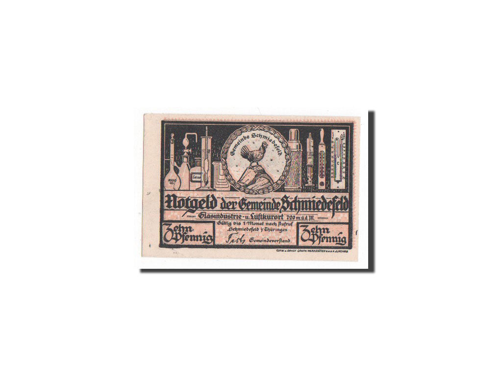 Germany, Schmiedfeld Gemeinde, 10 Pfennig, UNC(65-70), Mehl #1187.3