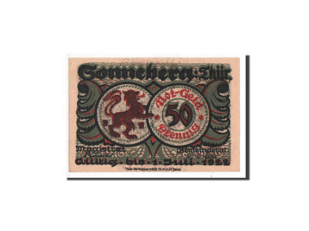 Banconote, Germania, Sonneberg, 50 Pfennig, FDS, Mehl:1244.2