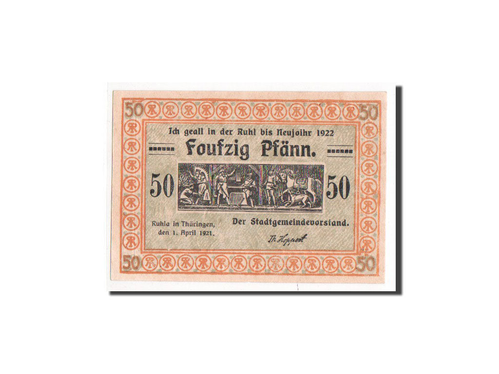 Banknote, Germany, Ruhla Stadte, 50 Pfennig, 1921, UNC(65-70), Mehl:1153.2